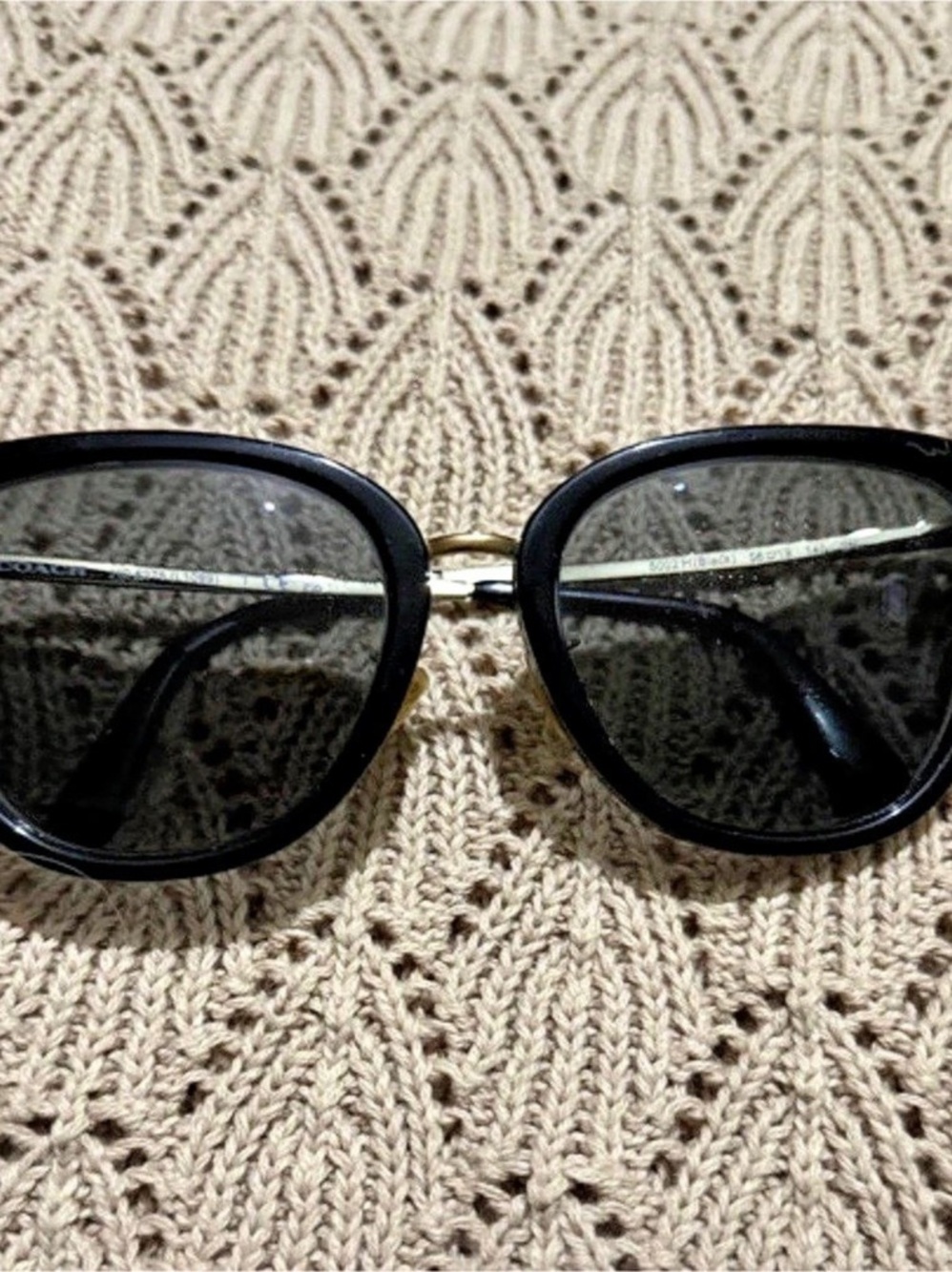 Coach HC8276 Flower Crystal Sunglasses Cat-Eye Sunglasses Black & Gold